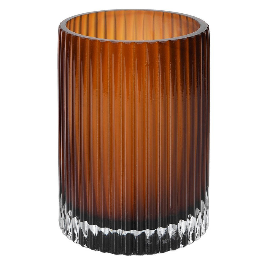 Small Smoke Fluted Vase - Elegant Glass Centerpiece