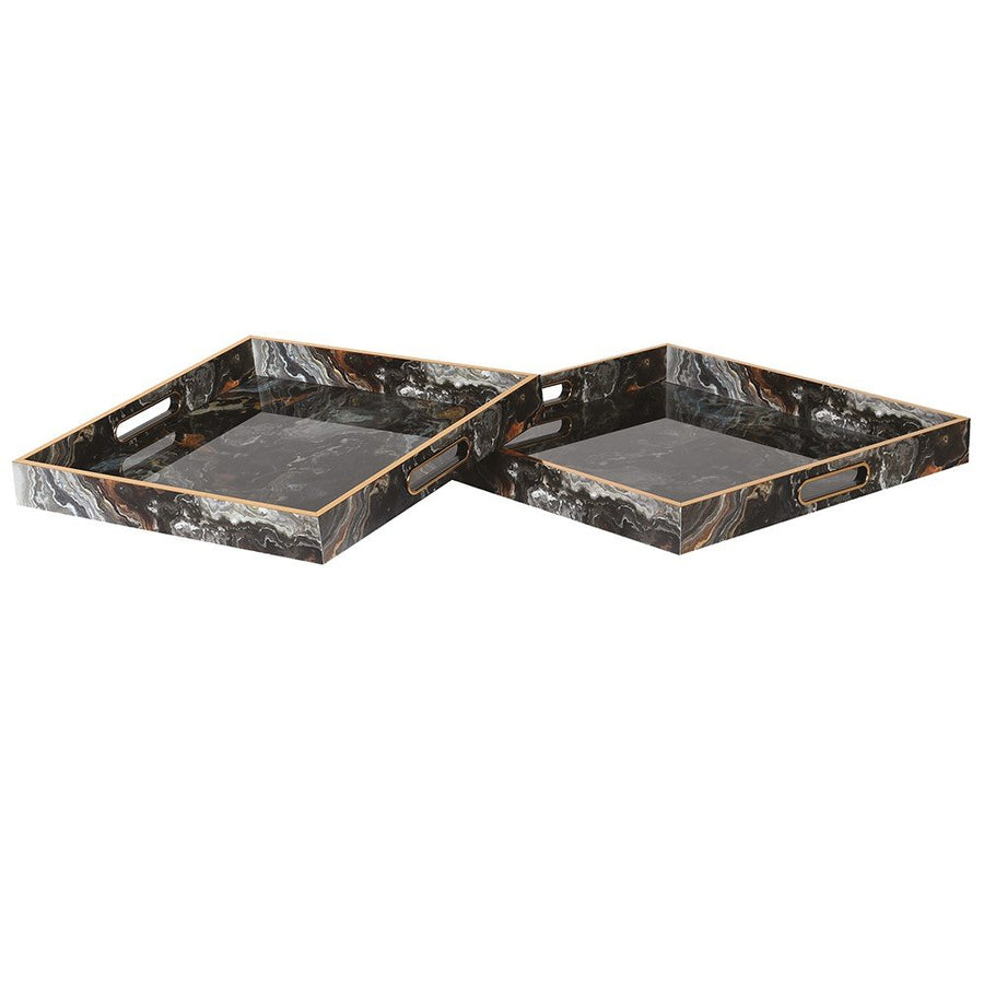 Small Tray with Black Marble Effect