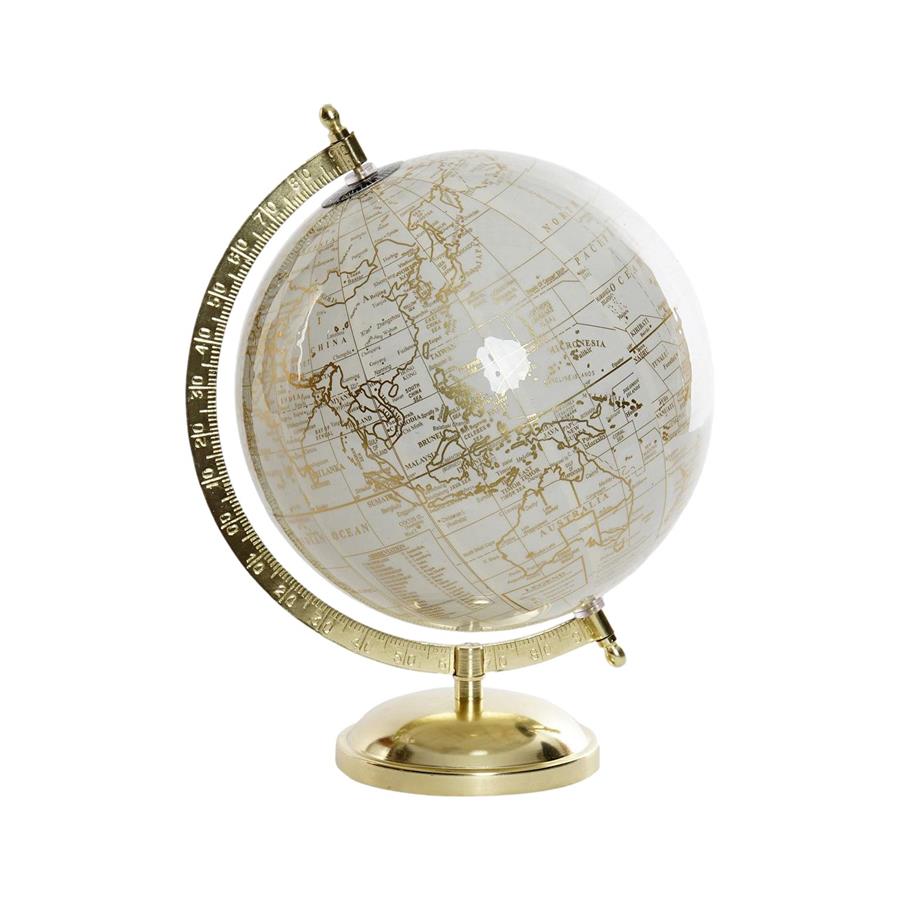 Small White Globe on Gold Stand - LUXONAS