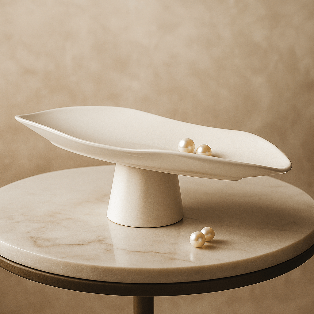 Small White Pedestal Bowl - LUXONAS