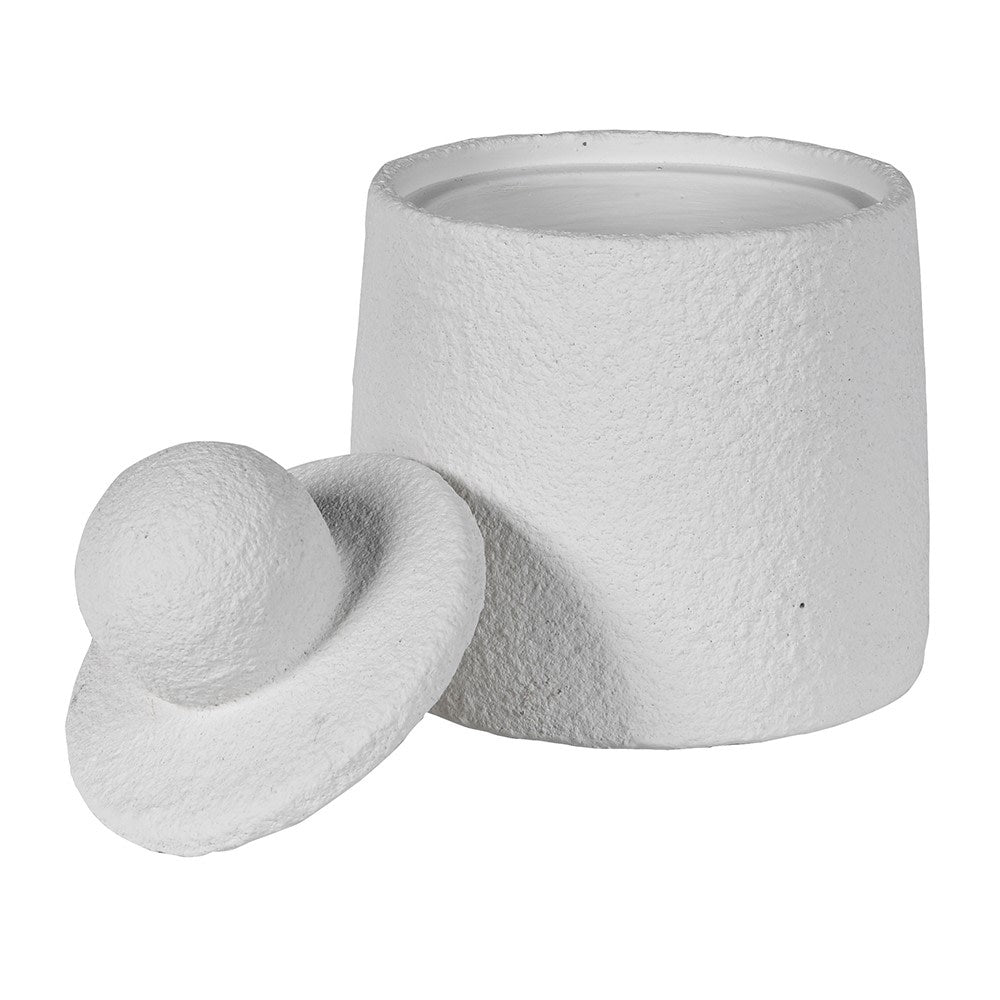 Small White Textured Jar - LUXONAS