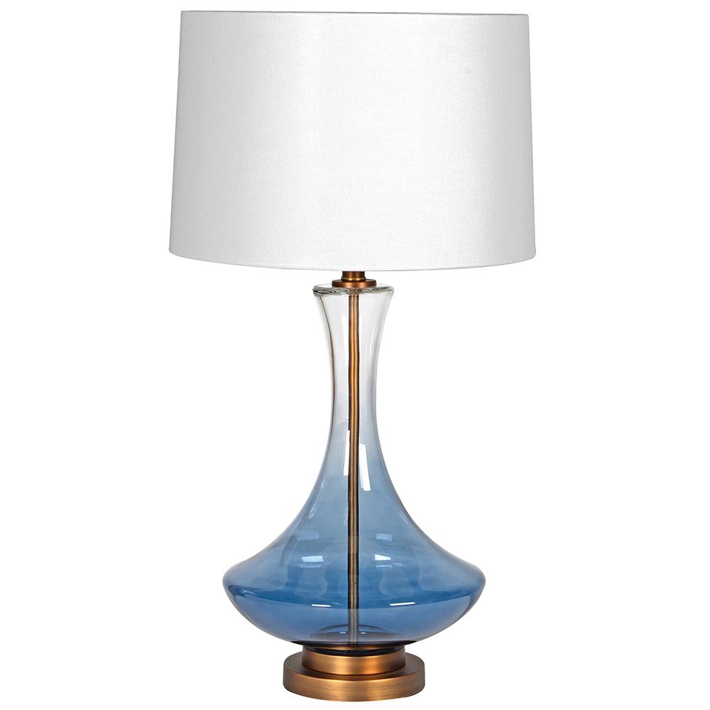 Smoked Blue Glass Shaped Table Lamp