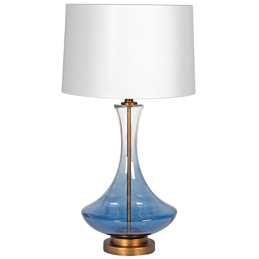Smoked Blue Glass Shaped Table Lamp