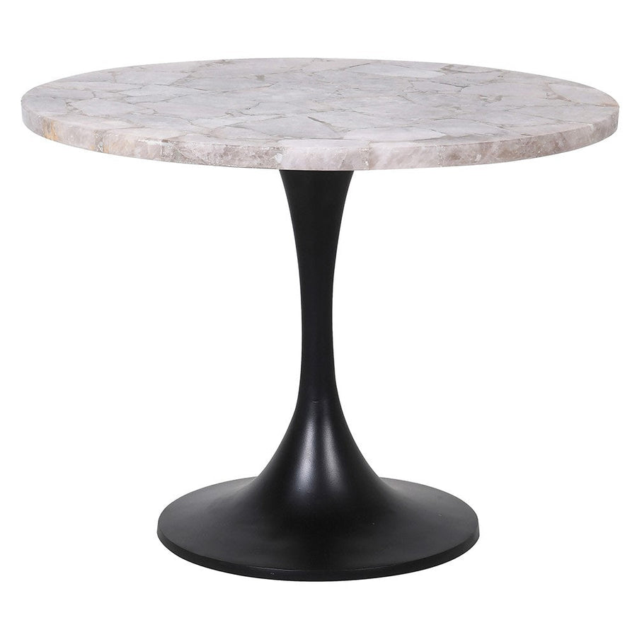 Smokey Quartz Marble Side Table with Aluminum Base