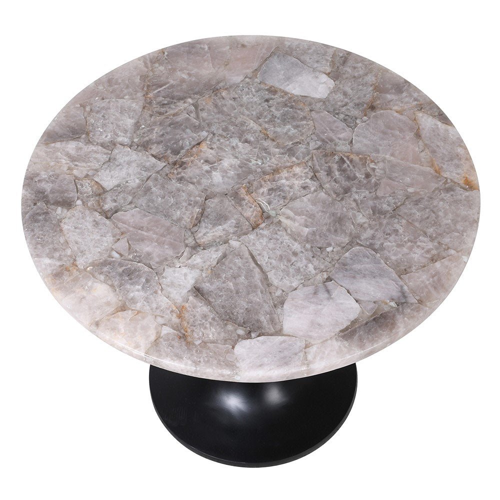 Smokey Quartz Marble Side Table with Aluminum Base - LUXONAS HOME