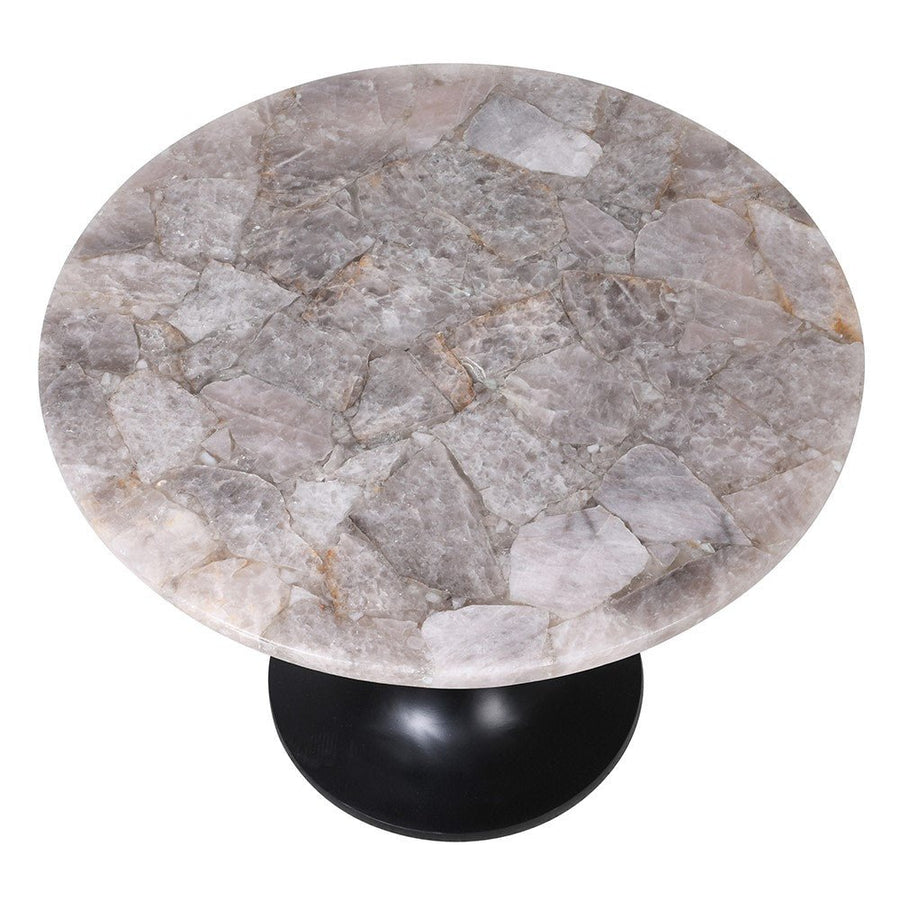 Smokey Quartz Marble Side Table with Aluminum Base