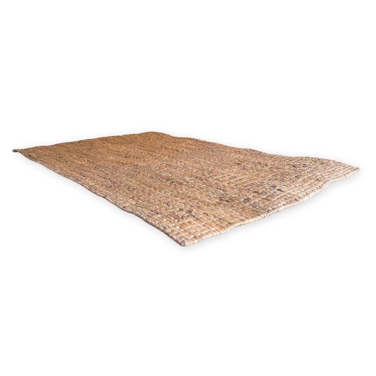 Square Boho Rug Made of Natural Fibres – Handwoven Floor Mat – Rectangular Brown Carpet – Large Water Hyacinth Rug 180 x 115 cm SAWAH - LUXONAS HOME