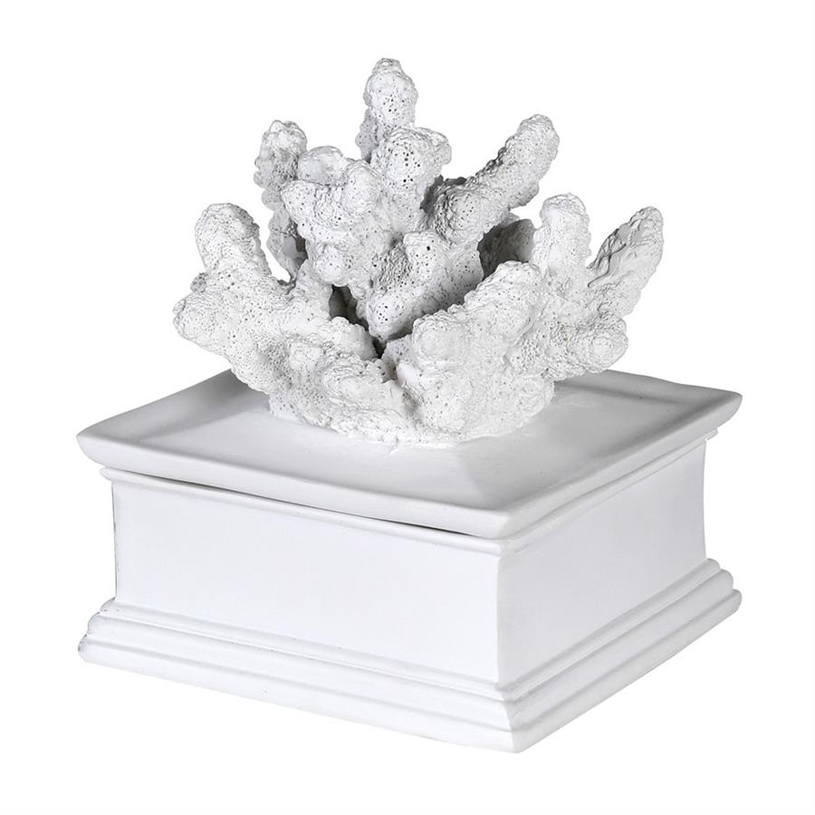 Square Coral White Trinket Box