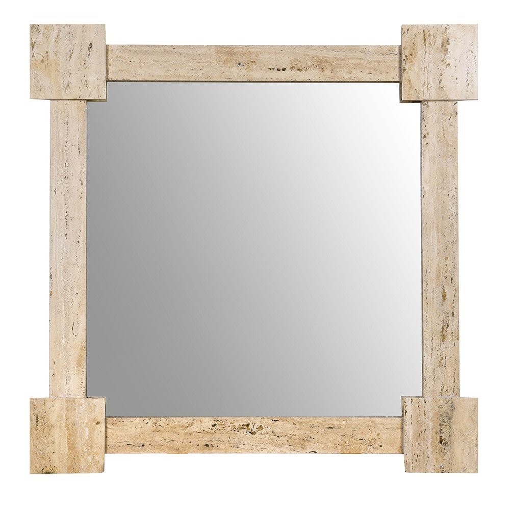 Square Travertine Marble Wall Mirror - LUXONAS