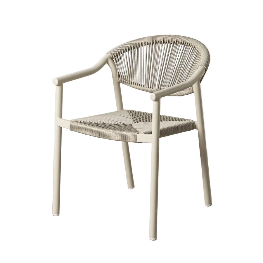 Stackable Chair in Vintage Aluminum and Rattan