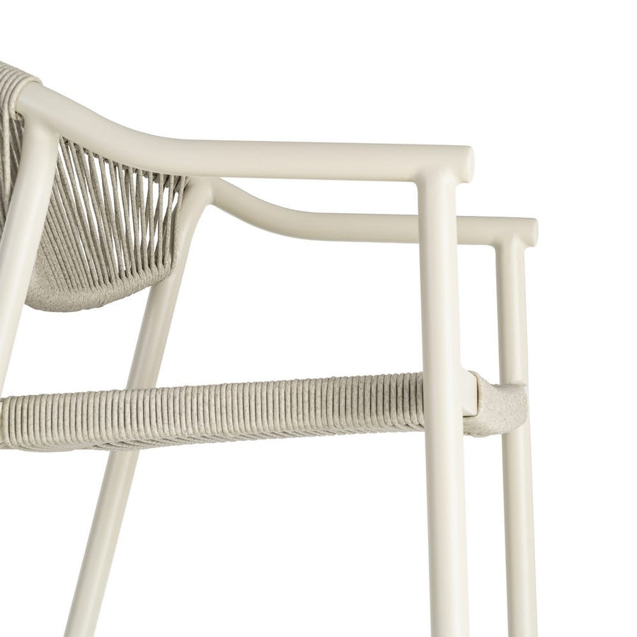 Stackable Chair in Vintage Aluminum and Rattan
