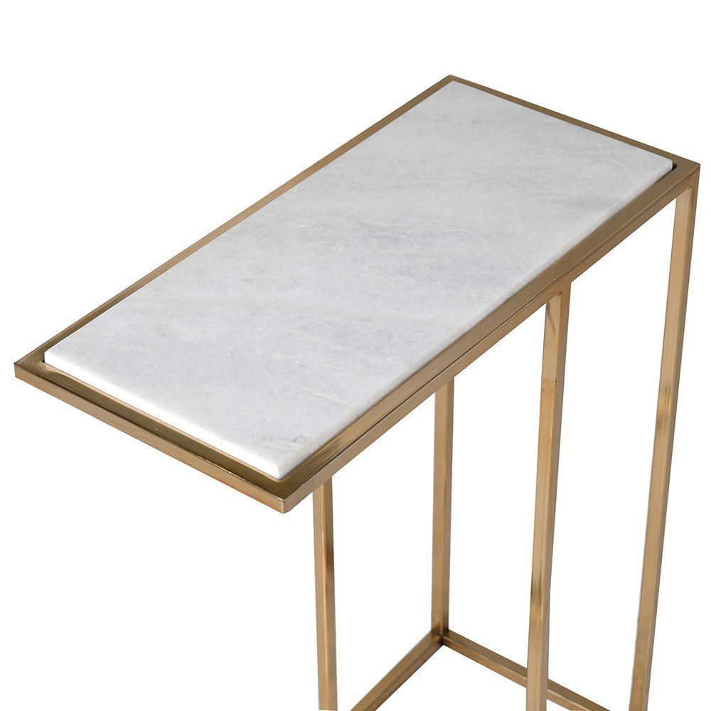 Stainless Steel & Marble Sofa Table - LUXONAS