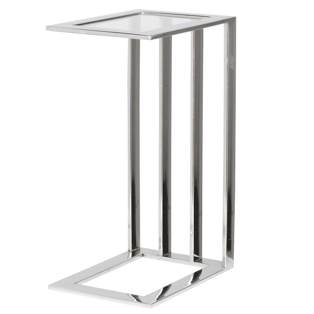 Stainless Steel Sofa Table w/Glass Top