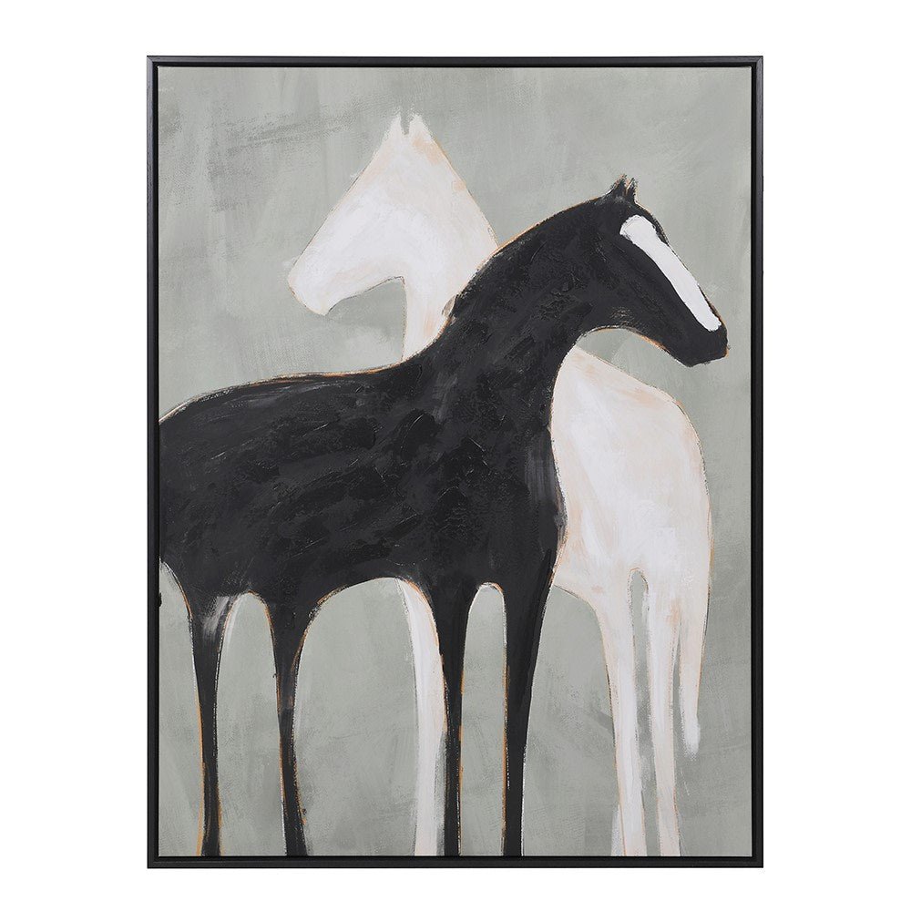 Stallion Shadows Framed Canvas Art - LUXONAS