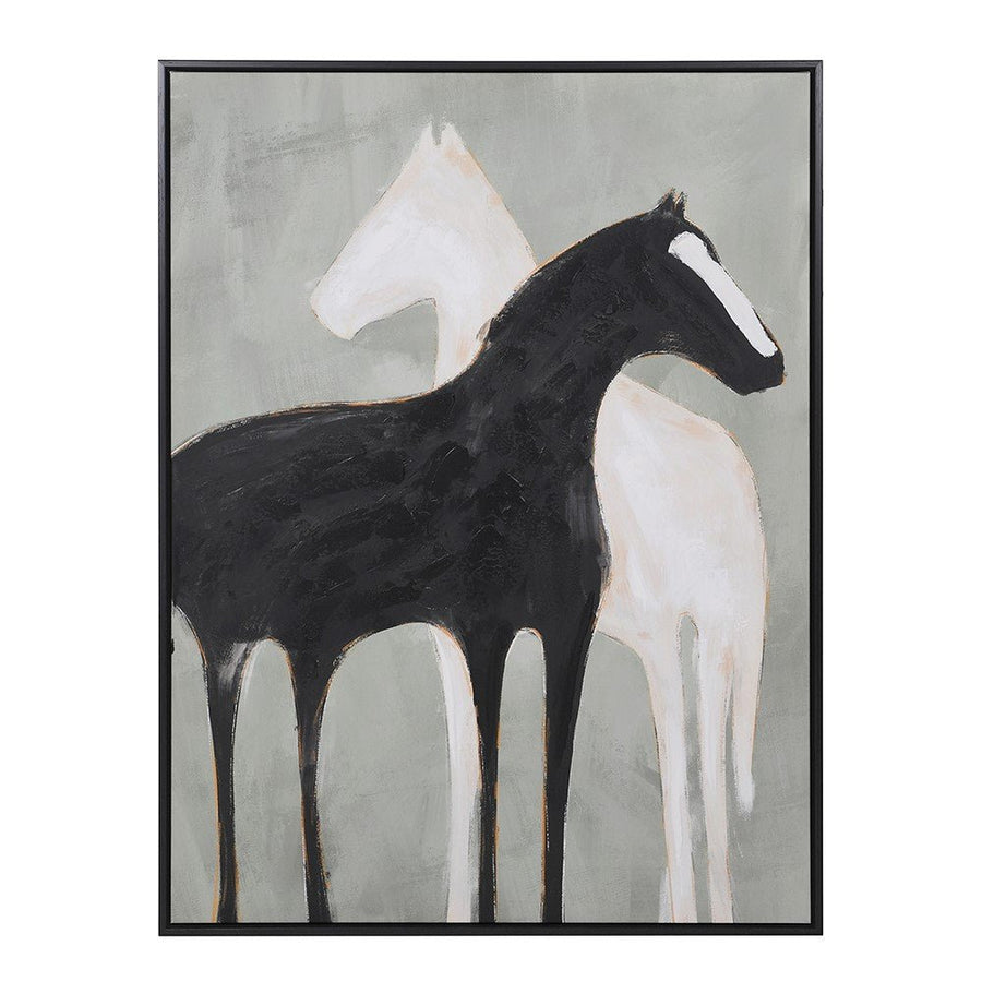 Stallion Shadows Framed Canvas Art