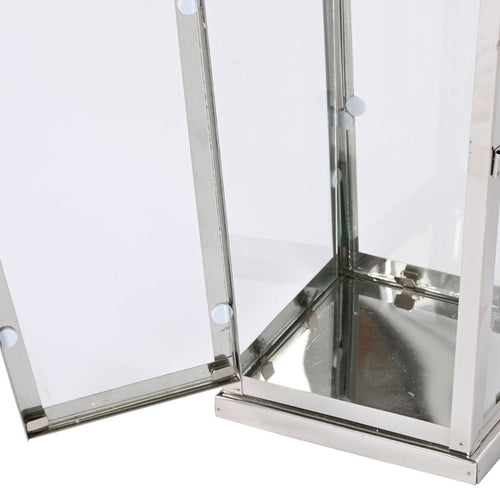 60cm Elegant Silver Steel & Glass Lantern