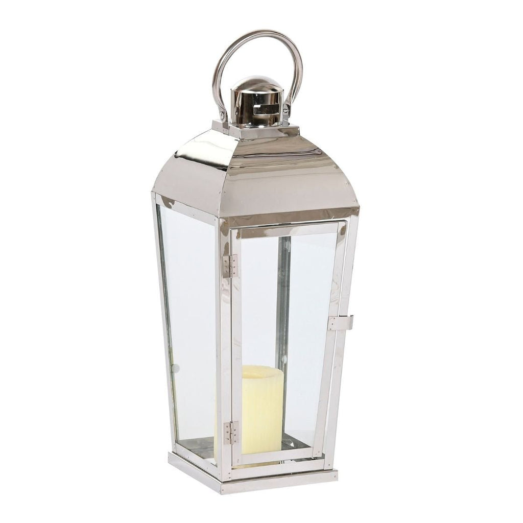 60cm Elegant Silver Steel & Glass Lantern