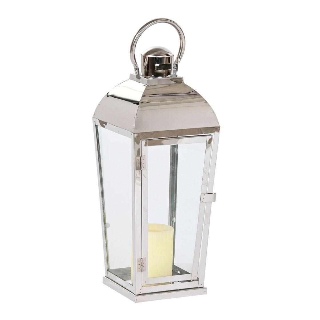 60cm Elegant Silver Steel & Glass Lantern