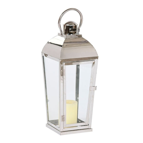 60cm Elegant Silver Steel & Glass Lantern