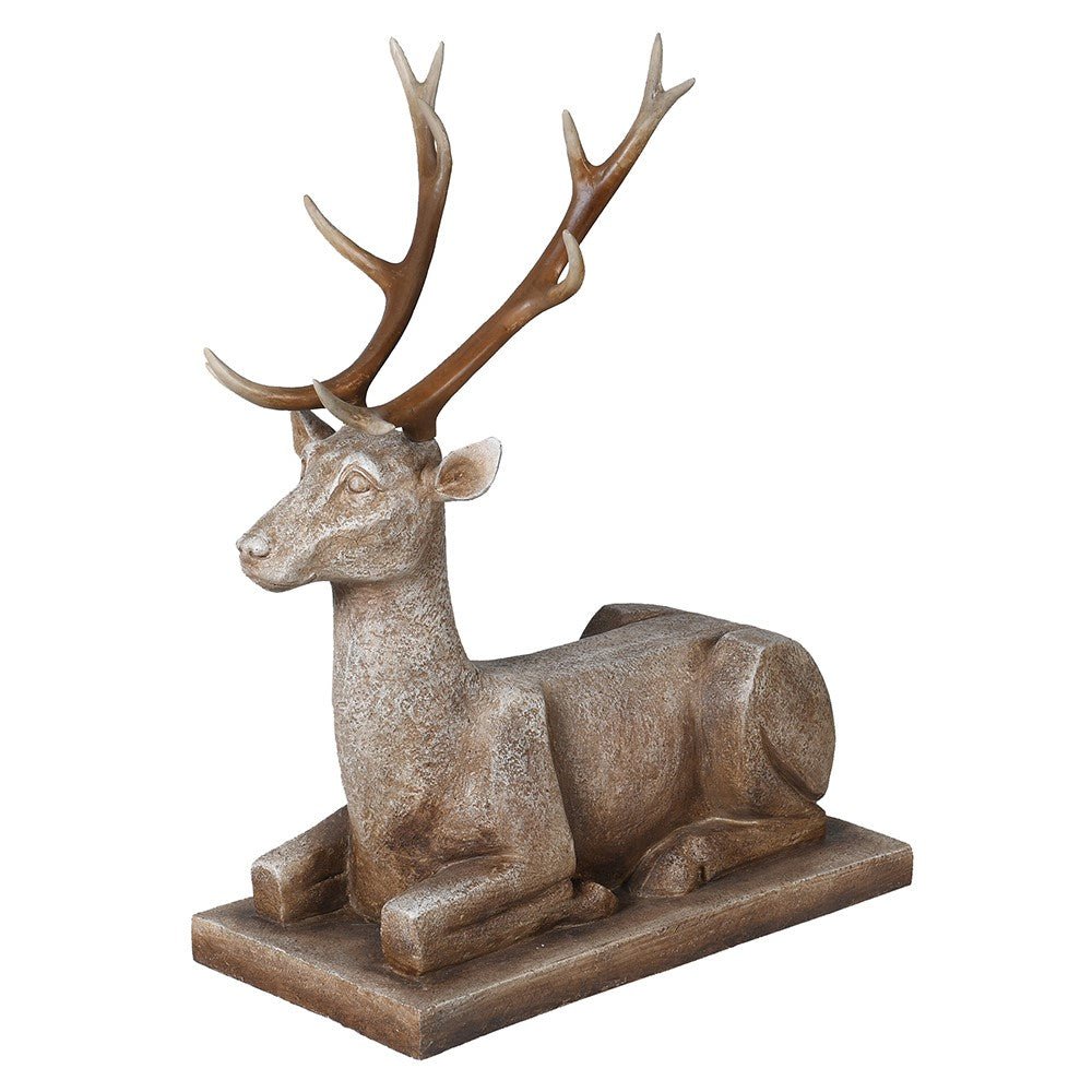 Stone Effect Deer Sculpture on Plinth