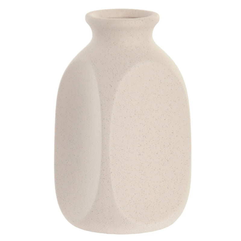 Stoneware Vase Wrinkled White Finish 18cm