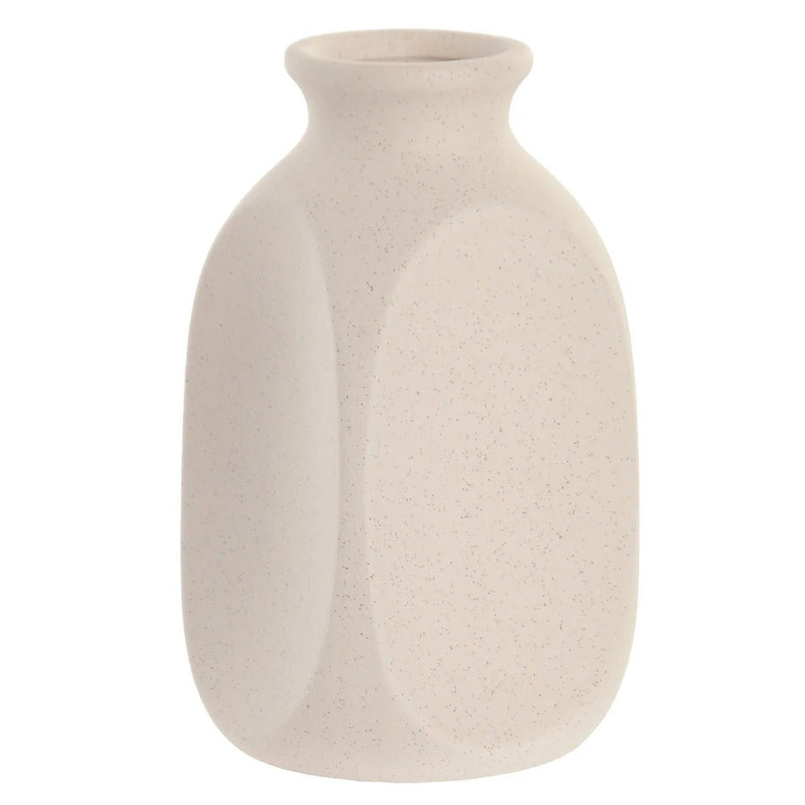 Stoneware Vase Wrinkled White Finish 18cm