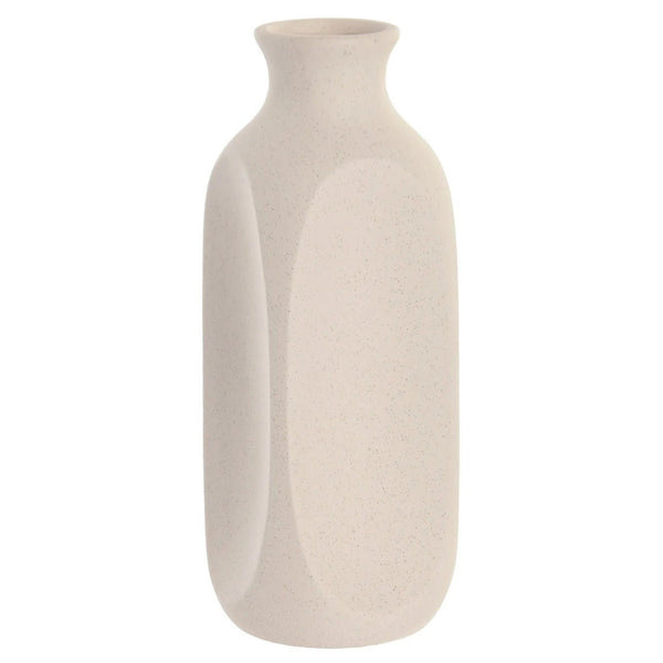 Stoneware Vase Wrinkled White Finish 28cm