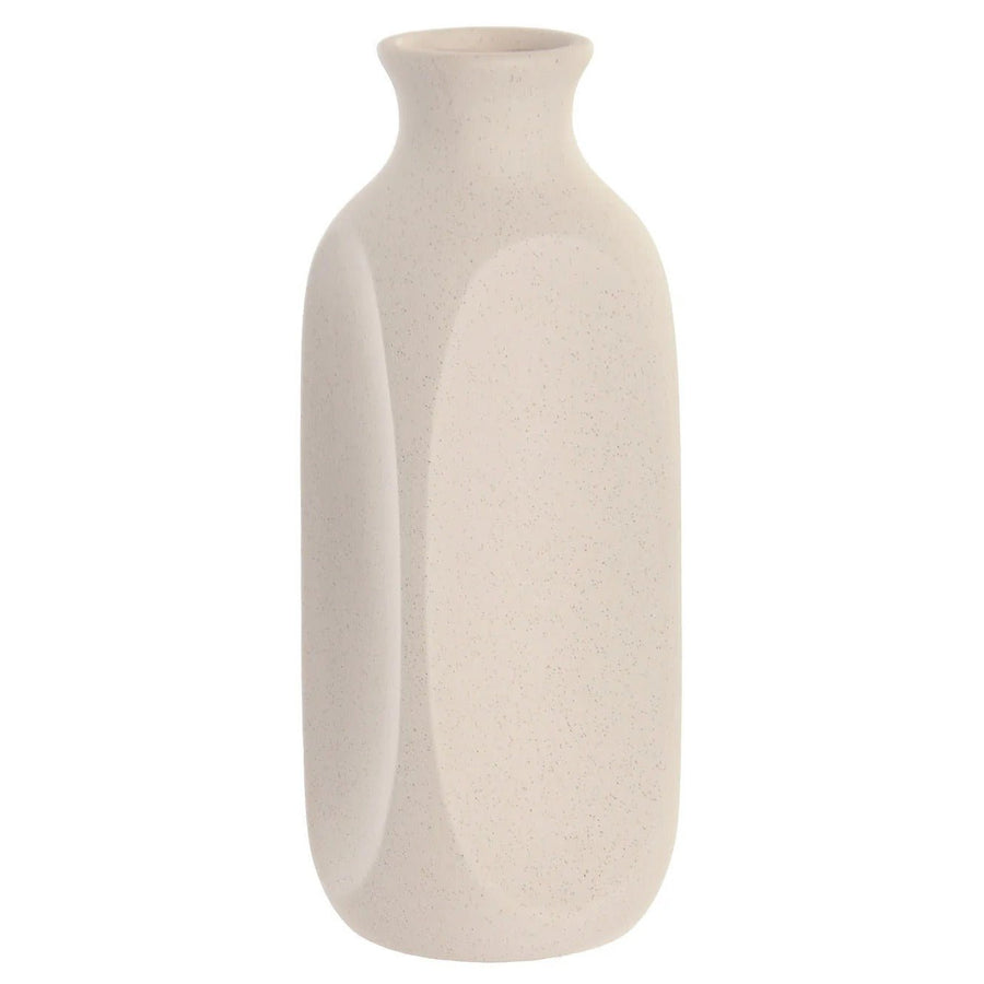 Stoneware Vase Wrinkled White Finish 28cm