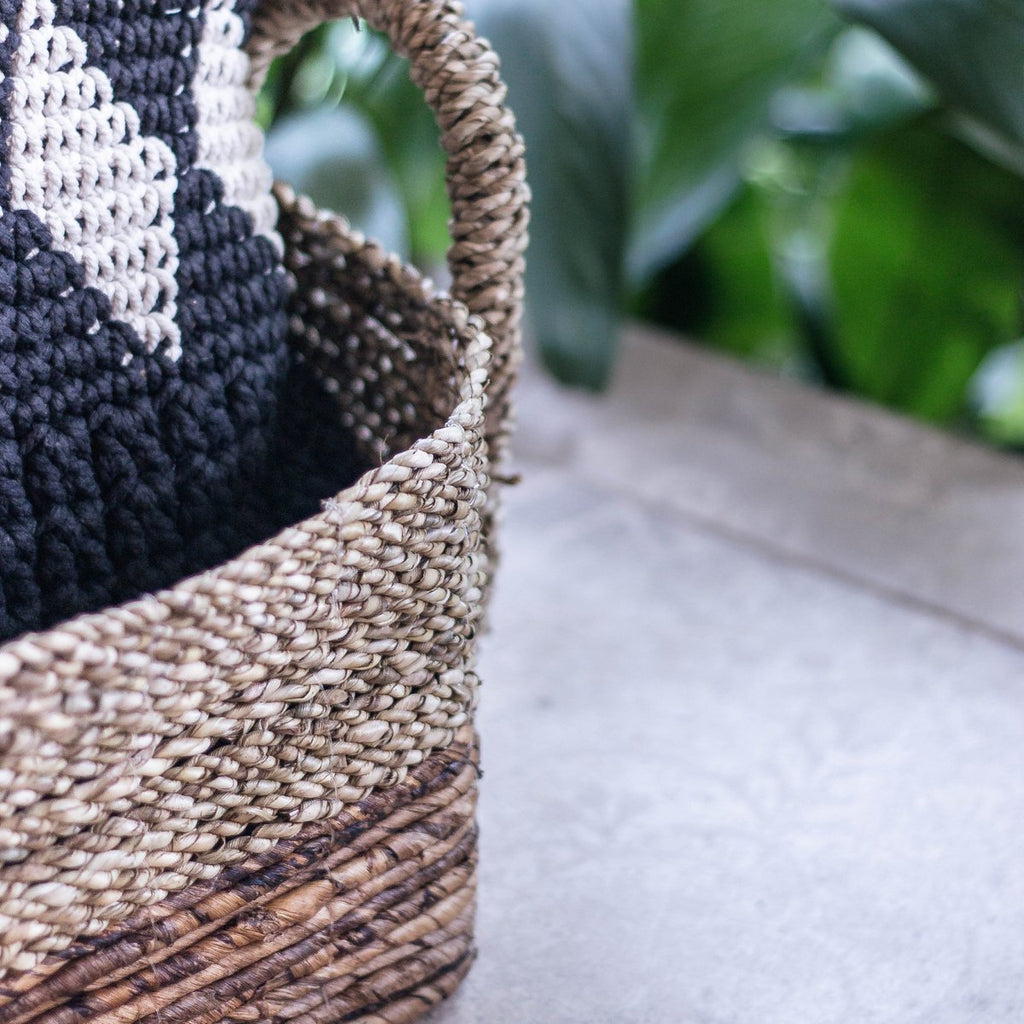 Storage Basket | Decorative Basket KAPAUKU made from Banana Fibre & Seagrass (2 sizes) - LUXONAS HOME