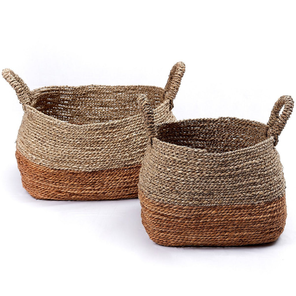 Storage Basket | Laundry Basket | Plant Basket MAJALENGKA (natural) made from Banana Fibre & Seagrass (3 sizes) - LUXONAS HOME