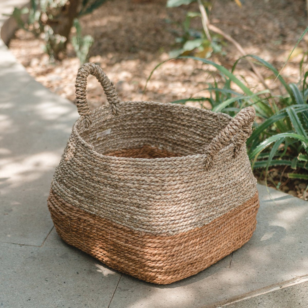 Storage Basket | Laundry Basket | Plant Basket MAJALENGKA (natural) made from Banana Fibre & Seagrass (3 sizes) - LUXONAS HOME
