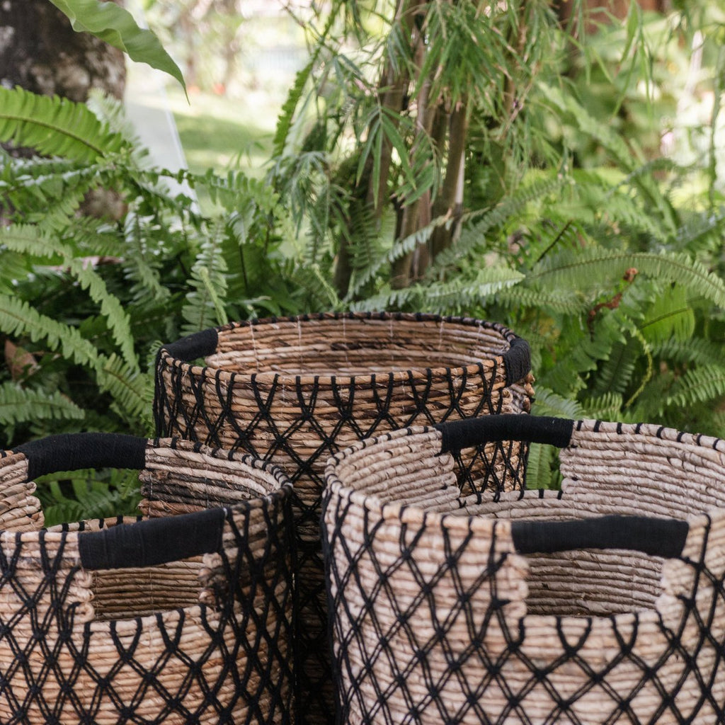 Storage Basket PURA | Plant Basket | Laundry Basket (black) made from Banana Fibre (3 sizes) - LUXONAS HOME