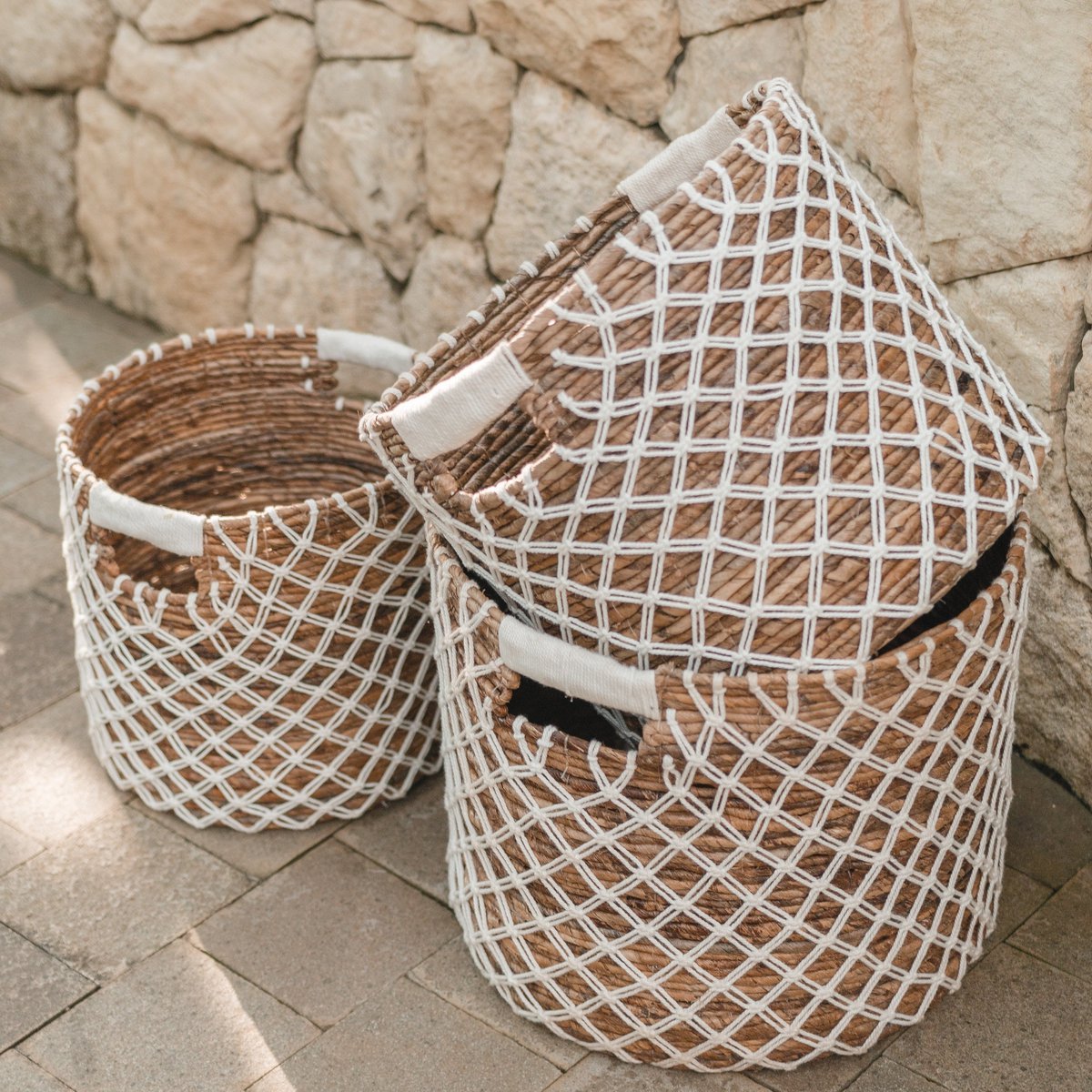 Storage Basket PURA | Plant Basket | Laundry Basket (white) made from Banana Fibre (3 sizes) - LUXONAS HOME