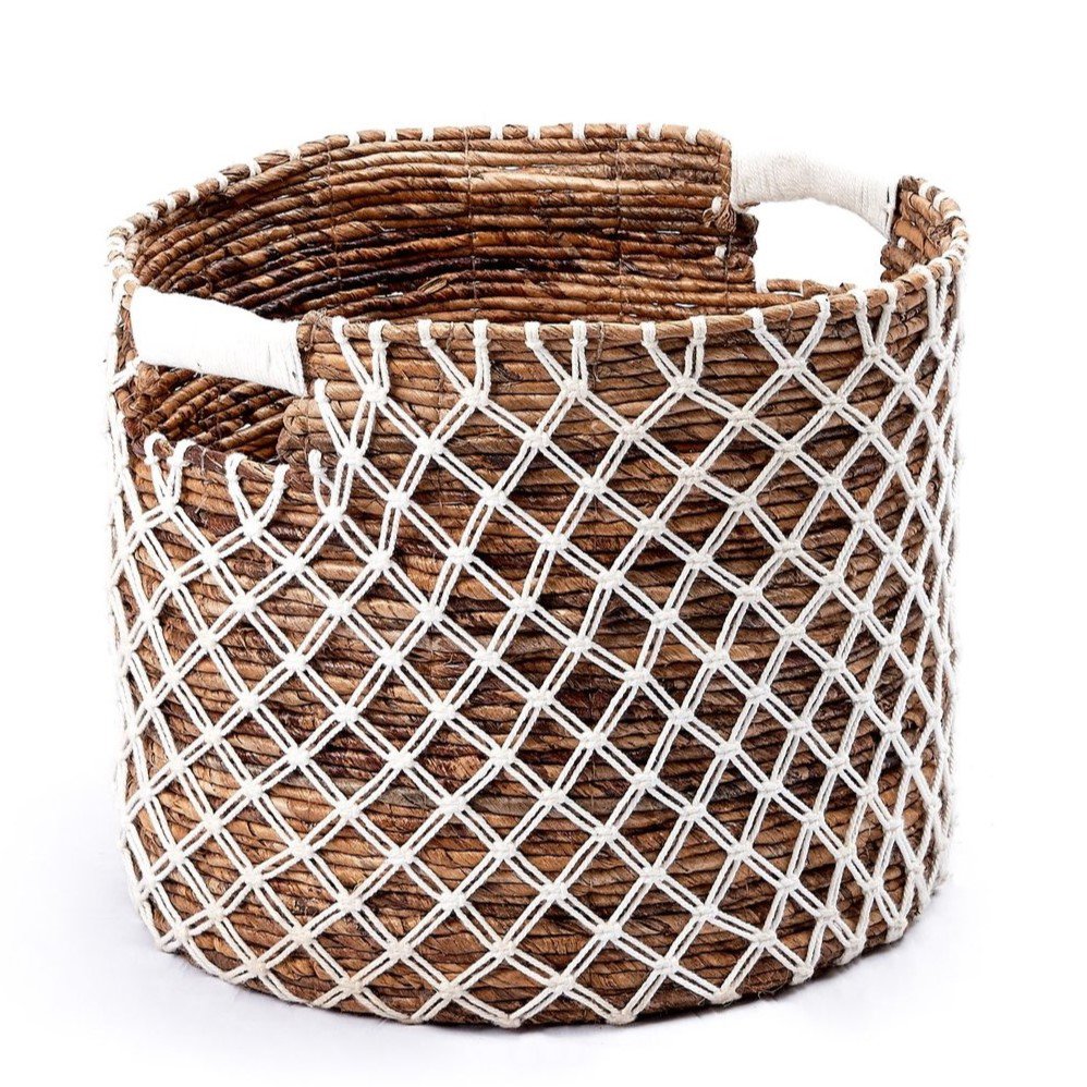 Storage Basket PURA | Plant Basket | Laundry Basket (white) made from Banana Fibre (3 sizes) - LUXONAS HOME