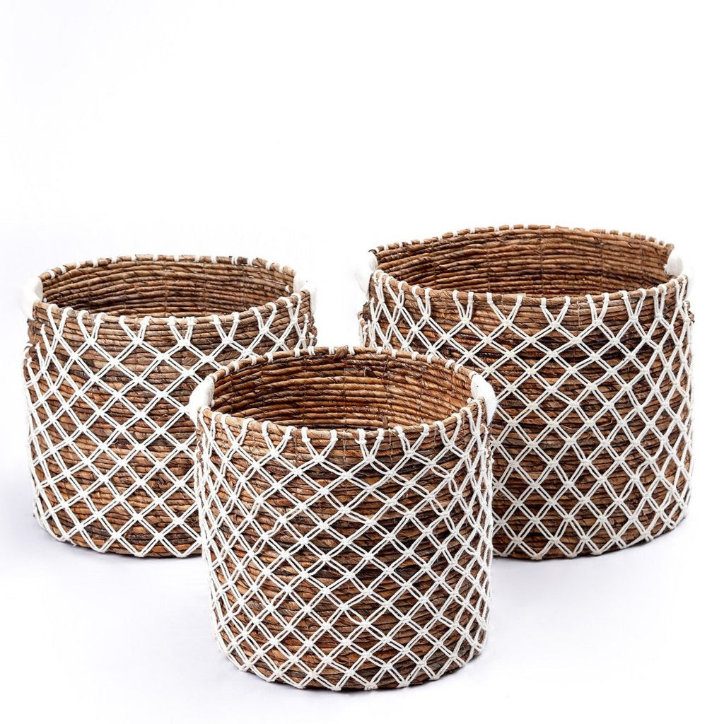 Storage Basket PURA | Plant Basket | Laundry Basket (white) made from Banana Fibre (3 sizes) - LUXONAS HOME