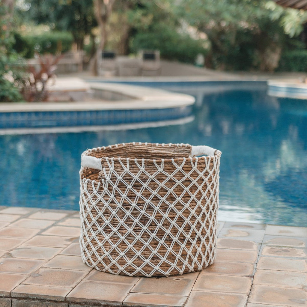 Storage Basket PURA | Plant Basket | Laundry Basket (white) made from Banana Fibre (3 sizes) - LUXONAS HOME