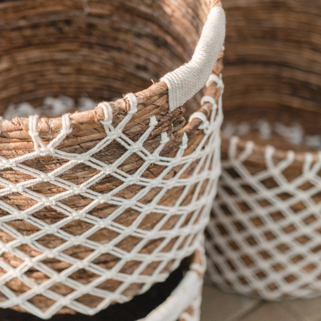 Storage Basket PURA | Plant Basket | Laundry Basket (white) made from Banana Fibre (3 sizes) - LUXONAS HOME