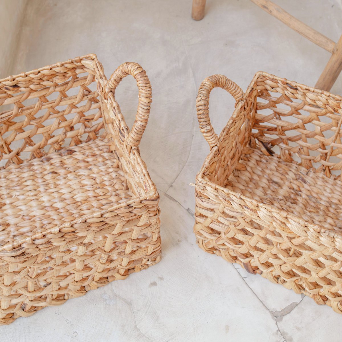 Storage Basket Rectangular Shelf Basket TANGAN Woven by Hand from Water Hyacinth (2 sizes) - LUXONAS HOME