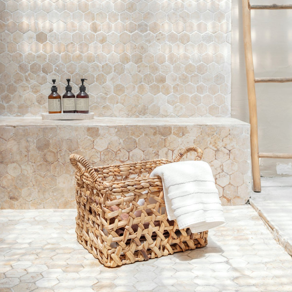 Storage Basket Rectangular Shelf Basket TANGAN Woven by Hand from Water Hyacinth (2 sizes) - LUXONAS HOME