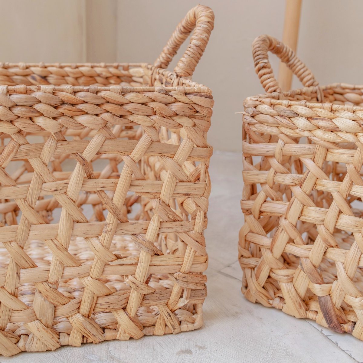 Storage Basket Rectangular Shelf Basket TANGAN Woven by Hand from Water Hyacinth (2 sizes) - LUXONAS HOME