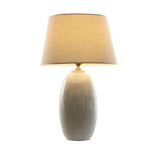 Streak Ceramic Table Lamp - Elegant White Design - LUXONAS