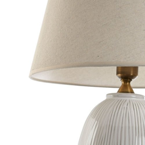 Streak Ceramic Table Lamp - Elegant White Design - LUXONAS