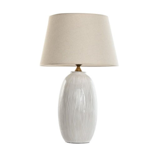 Streak Ceramic Table Lamp - Elegant White Design - LUXONAS