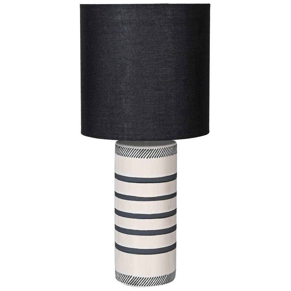 Stripe Ceramic Lamp with Black Shade