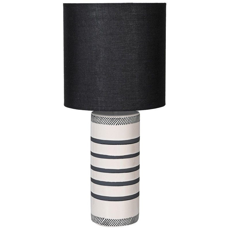 Stripe Ceramic Lamp with Black Shade