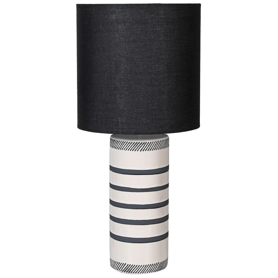 Stripe Ceramic Lamp with Black Shade