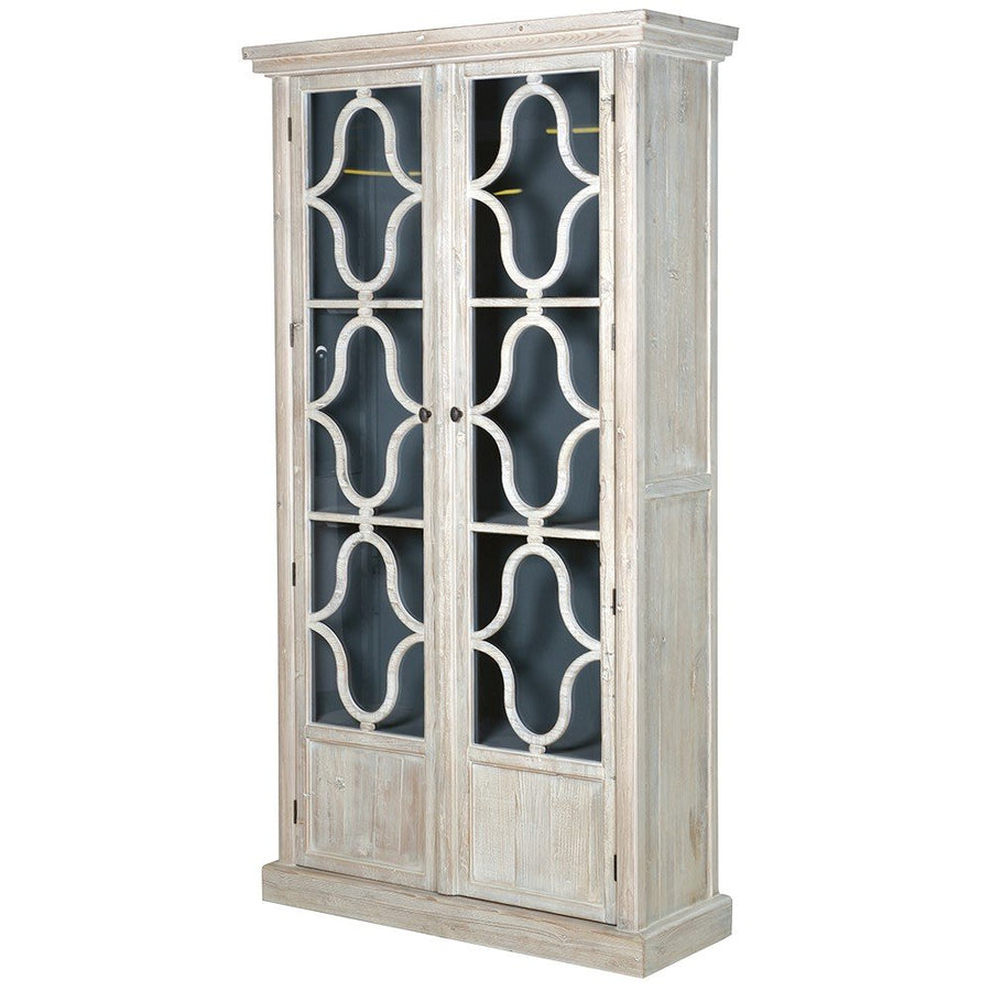 Tall Two-Door Glass Display Cabinet with Adjustable Shelves and Reclaimed Pine Frame
