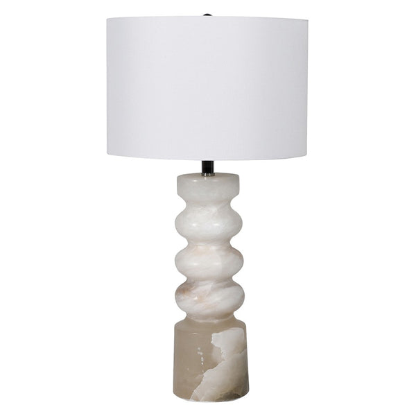 Tall Alabaster Table Lamp with Linen Shade