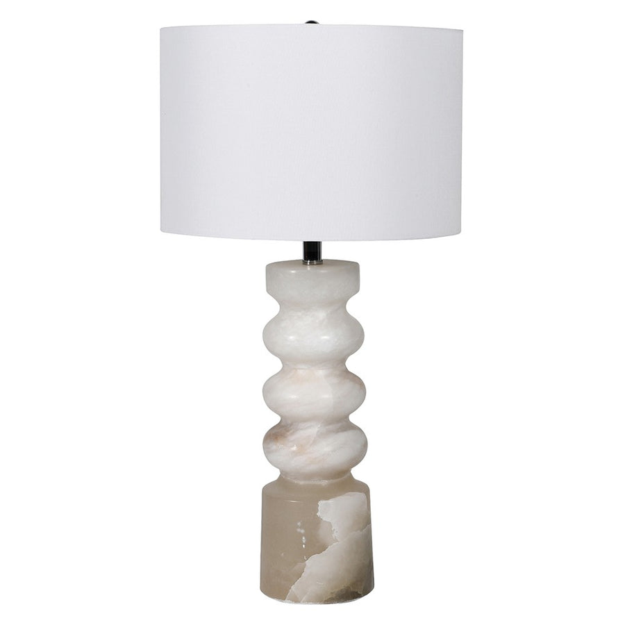 Tall Alabaster Table Lamp with Linen Shade