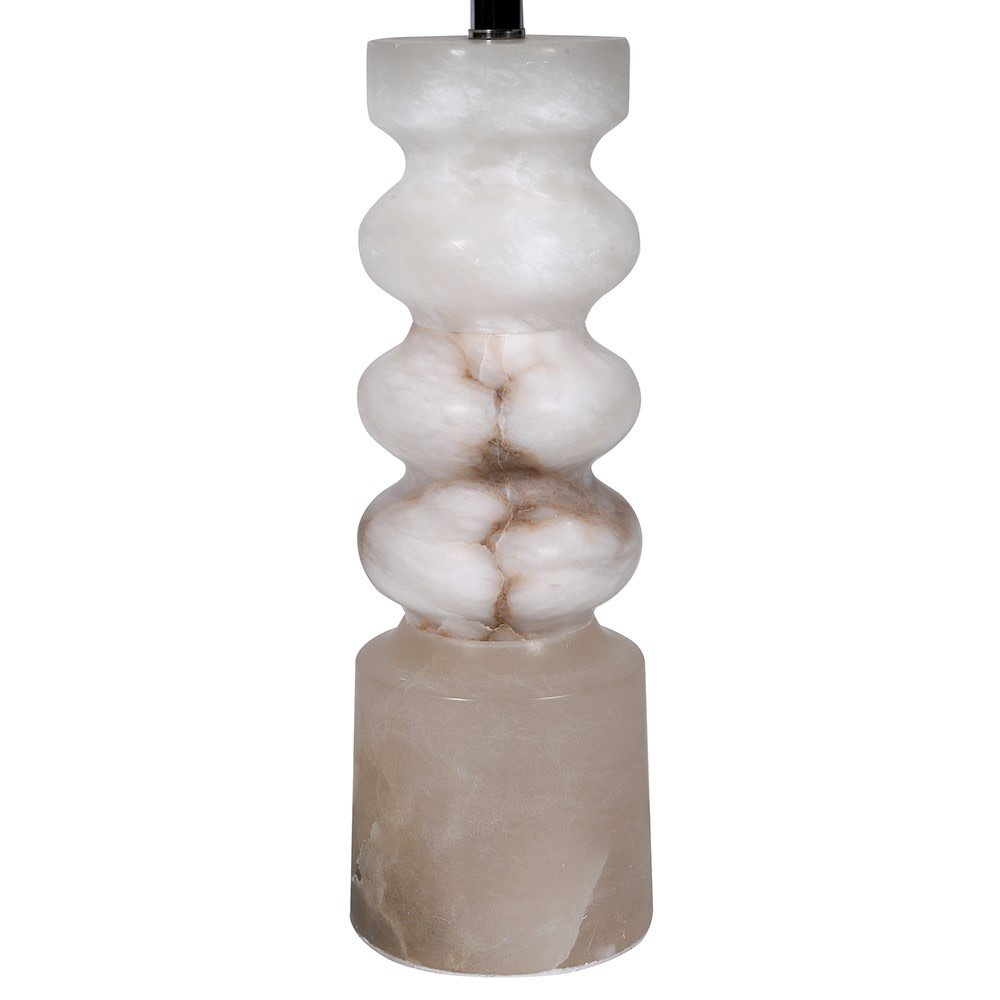Tall Alabaster Table Lamp with Linen Shade - LUXONAS